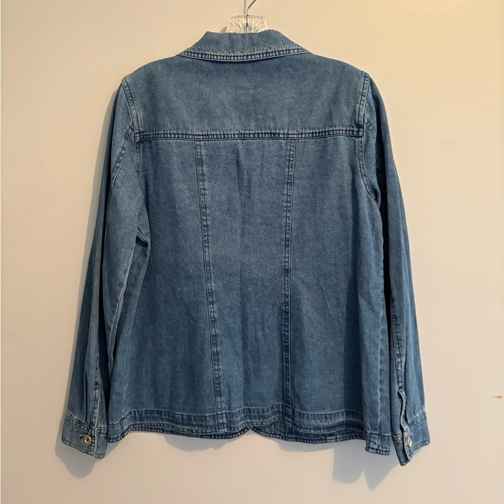 Basic Editions Denim Jacket Embroidered Beaded Fl… - image 10